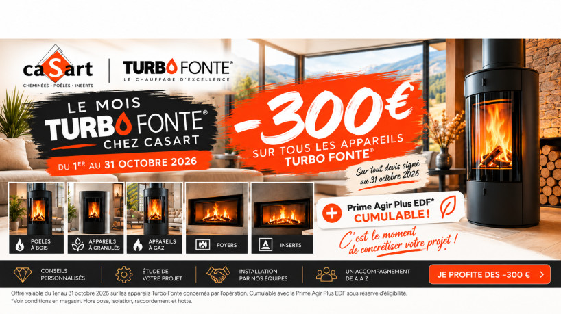 Photo de l'actualité 🔥 Le Mois Turbo Fonte chez Casart : 300 € de remise + Prime Agir Plus EDF cumulable !